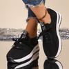 Knitted Chunky Platform Sneakers for Women Summer Black Mesh Breathable Sports Shoes Woman Plus Size 43 Fashion Walking Sneakers