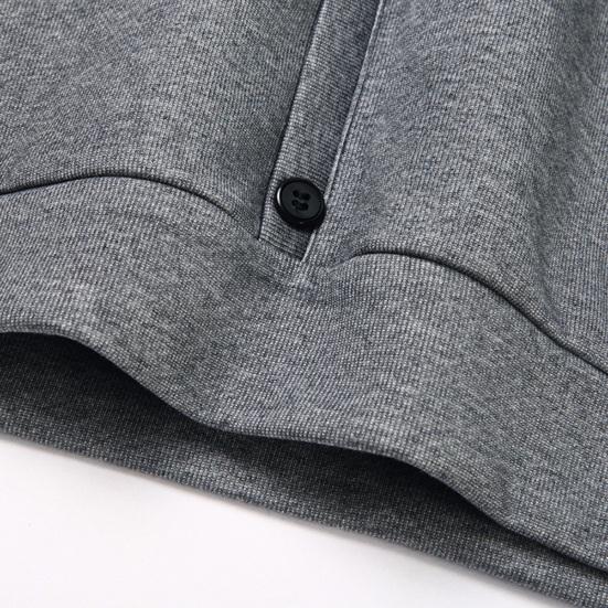 Herren Herbst Winter Pullover Revers ärmellos einreihig einfarbig gefälschte zweiteilige elastische Knöpfe lässig gestreift Plus Größe mittellange Herren
