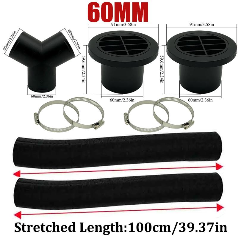 42mm 60mm 75mm 90mm Car Air Diesel Parking Heater 2x Air Outlet Vent + T/YPiece + Duct Pipe + 2x Clamps For Webasto Eberspacher