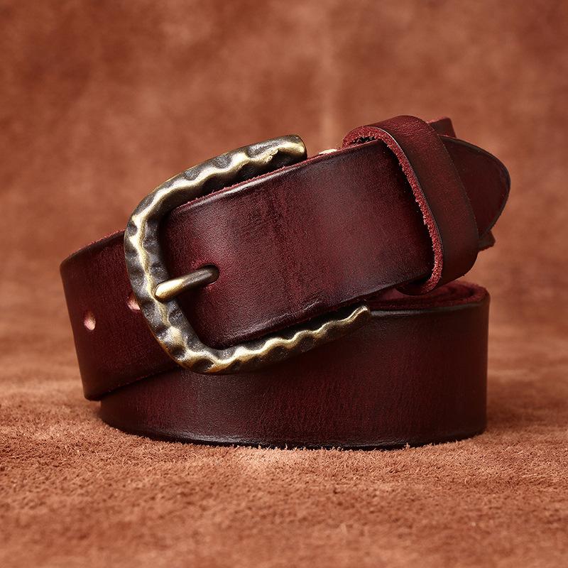 Men's Belt Retro Washed Retro Style Personality Trendy Thickening Genuine Cattlehide Leather Surface All-Match Jeans Belt