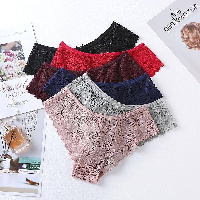 Sexy Lace Transparent Underwear for Women Low Waist Seamless Panties Hollow Out Plus Size Women's Underwear