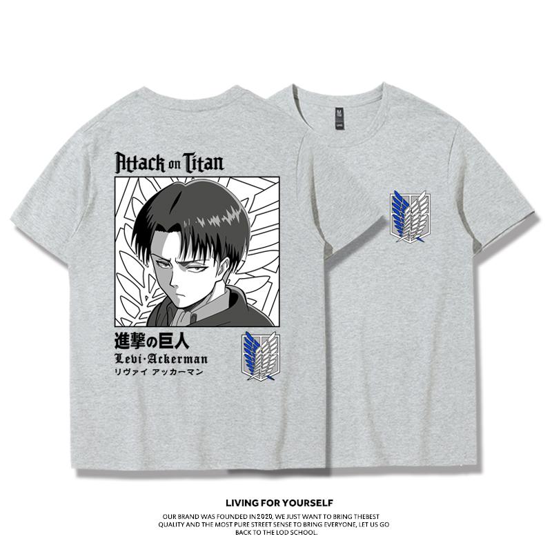 Attack Giant T-shirt Wings of Freedom Alan Mikasa Livel Soldier Anime 100% Cotton Short Sleeve Men's Fashion