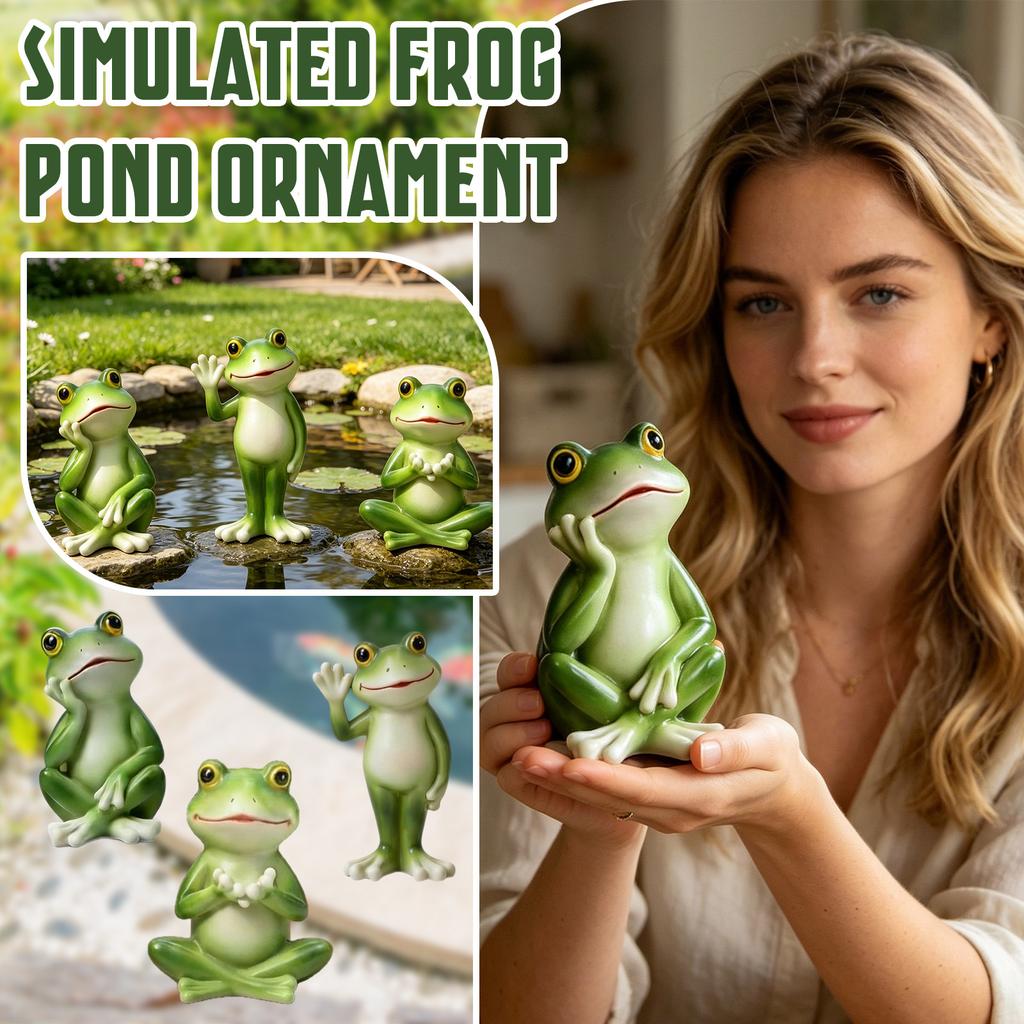 Outdoor Garden Frog Statue Sitting Pose Decorative Lawn Sculpture Resin Material Durable Weather Resistant for Patio Yard Decoration