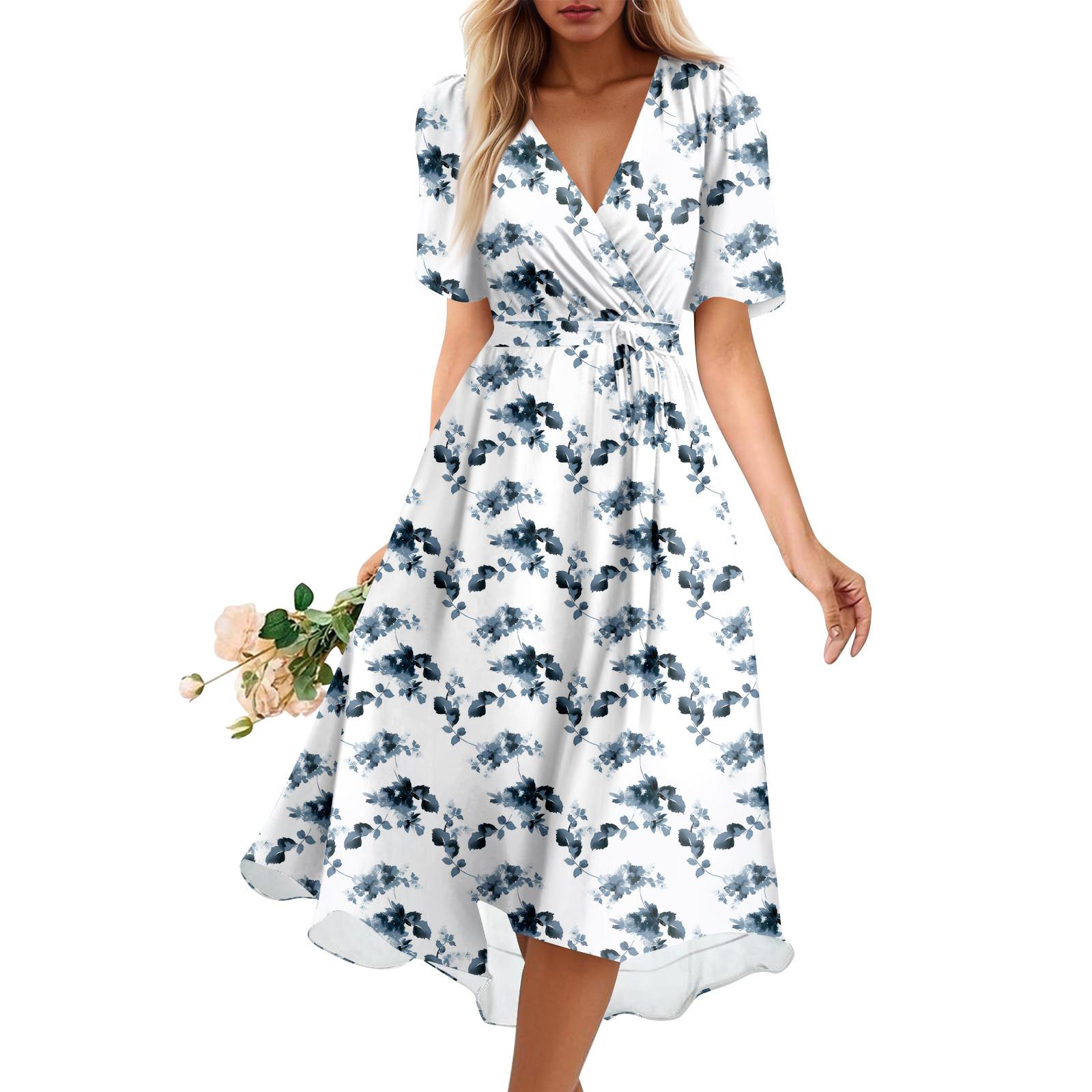 

Женское летнее платье, свободное платье-сарафан без рукавов с V-образным вырезом и карманами L белый