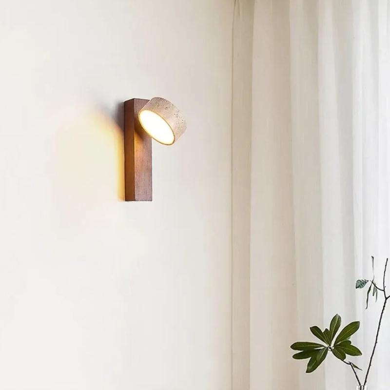 New LED Yellow Hole Stone Lamp Solid Wood Living Room Corridor Corridor Study Bedroom Bedside Lighting