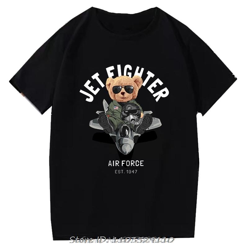 Teddy Bear Tshirt Cool Robotic Graphic Tops Harajuku Cartoon Streetwear Fitness Clothes Casual Fashion Tee Roupas Masculinas