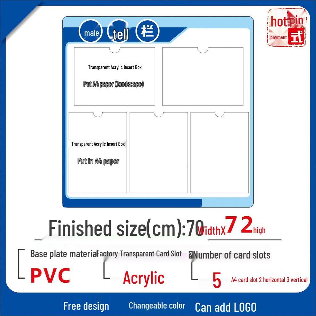 Wall-Mounted A4 Magnetic Display Board for Notices and Signs