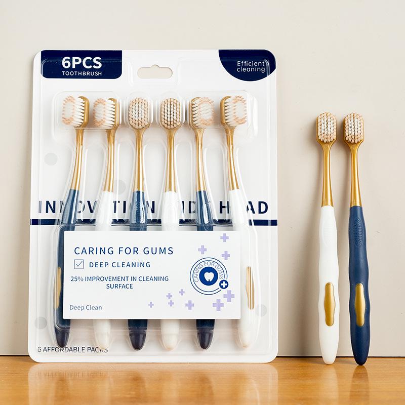 Sam's Club Pokročilý zubní kartáček s měkkými štětinami pro dospělé 6 kusů, Široká hlavička, Péče o dásně, Pár edice