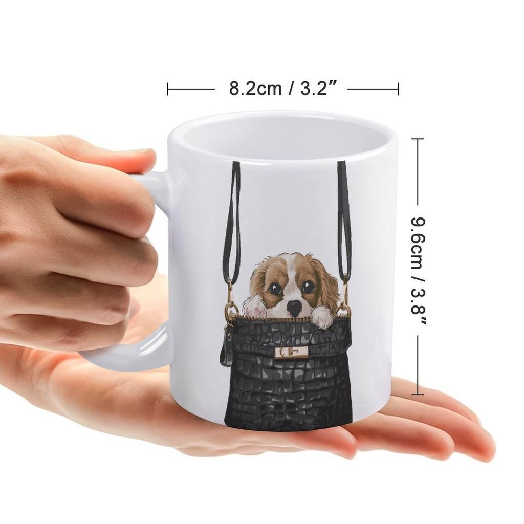 1 Packung 11oz Weiße Keramiktasse Mit Klar Gedrucktem Stil Auf Beiden Seiten Stabile Kaffeetasse Für Den Täglichen Heim- und Bürogebrauch
