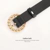 Women's Multi-Color Pearl Round Buckle Belt - Cute, Versatile Decorative Accessory for Dresses and Jeans