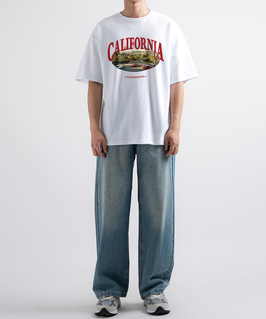 UNDEROFF [2Pack] Oversized Crewneck California + Astro Short Sleeve T-Shirt