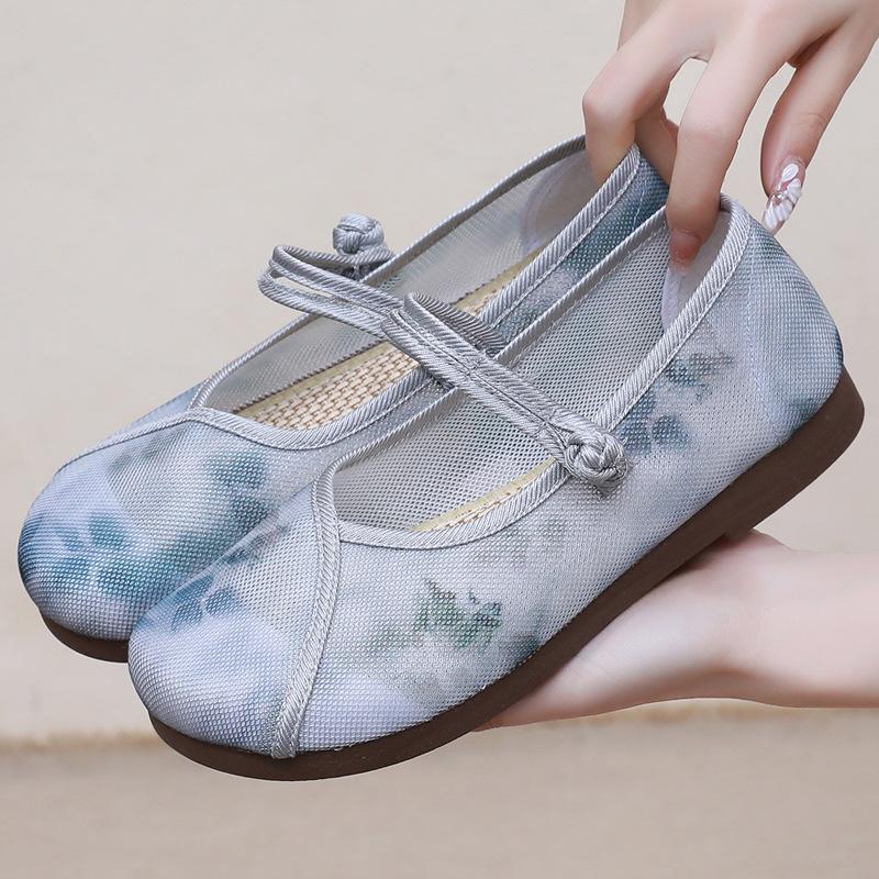 

Старые пекинские тканевые туфли, новые китайские женские сетчатые туфли, летние сетчатые сандалии, женские дышащие туфли-чонсам, ретро-туфли в национальном стиле в стиле ханьфу 40 серый