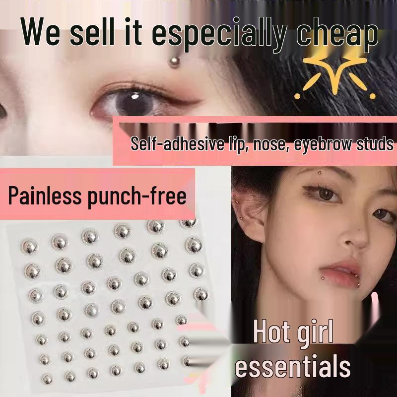 Punk Style Fake Piercing Stickers: Eyebrow, Lip & Nose - Trendy Non-Piercing Jewelry for Bold Looks