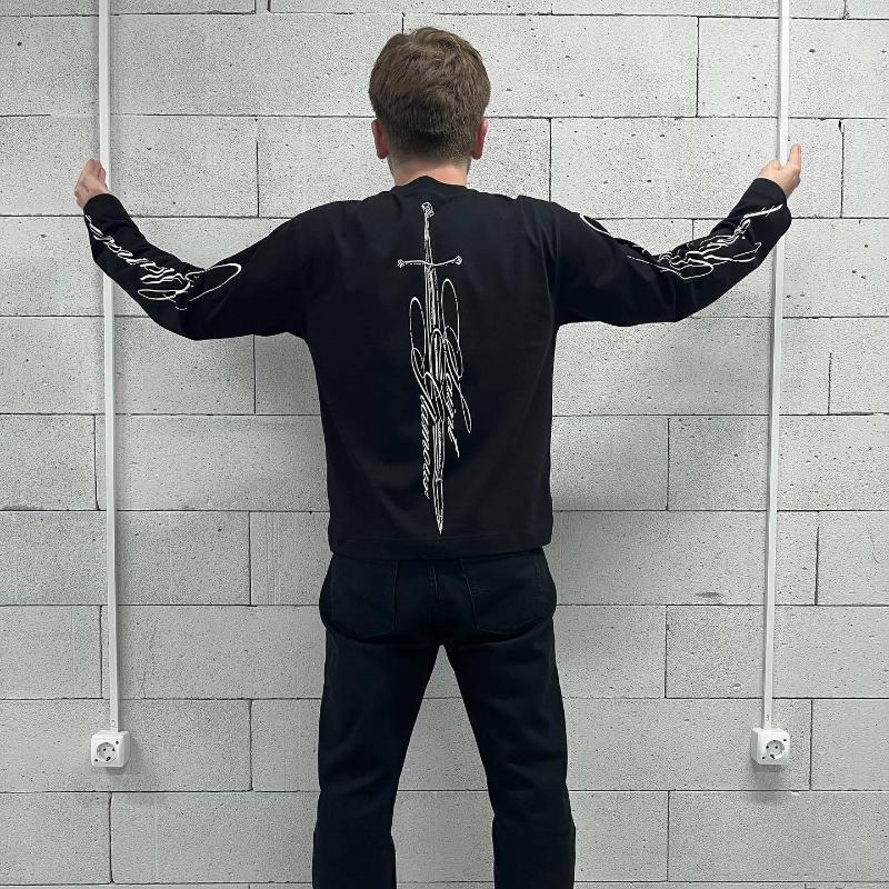 Y2K Fashion Casual Cross Print Autumn Long Sleeved Loose Men's and Women's Top