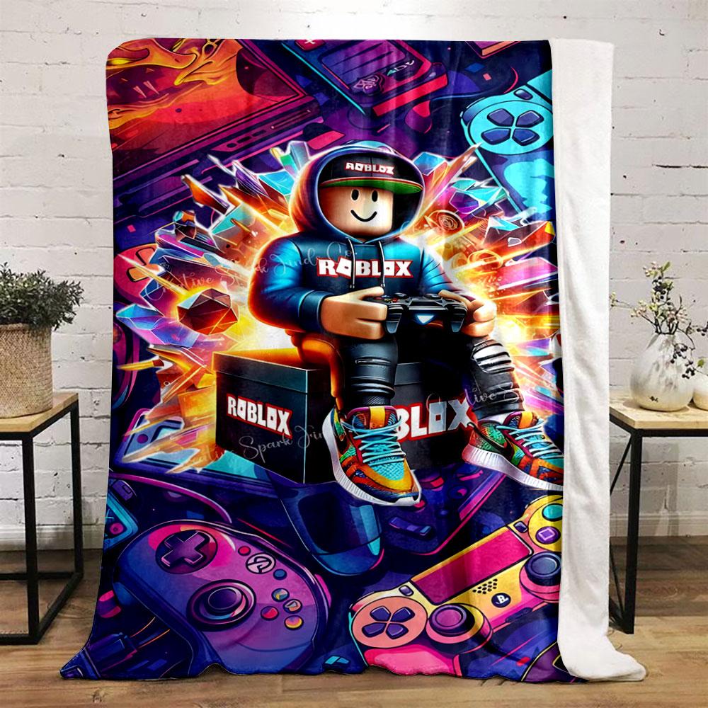 Vibrant Gaming-themed Design Featuring Controllers and Digital Elements. for All Seasons Blanket Lunch Break Throw Gift