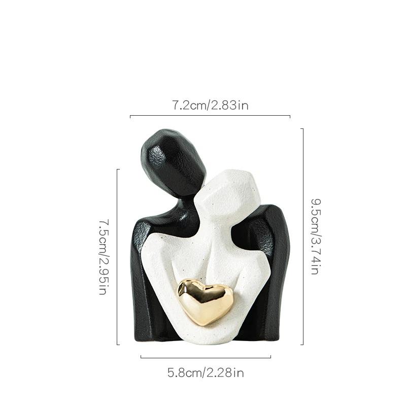 1Pc Couple Hugging Figurine Ceramic Couple Statue Abstract Modern Sculpture Love Figurines Art Craft Couple Home Accents