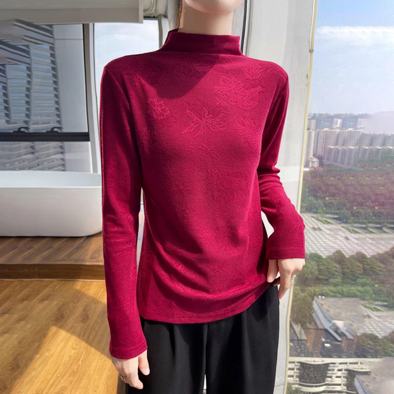 

2025 Stylish Women s Lace Knit Mock Neck Jacquard Sweater XL 130-145