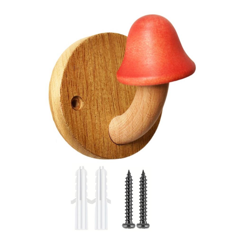 

Настенный грибной деревянный крючок для хранения в виде мультфильма, милый дверной крючок для хранения, креативная несущая декоративная вешалка для ванной комнаты