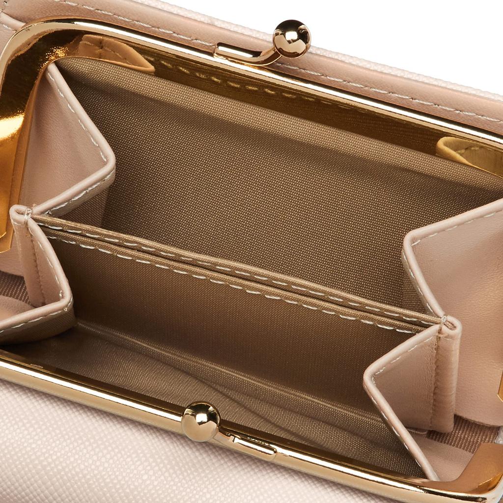 Aldi CAP24 Women's Tri-fold Wallet with Clasp, Solid Color, Ivory