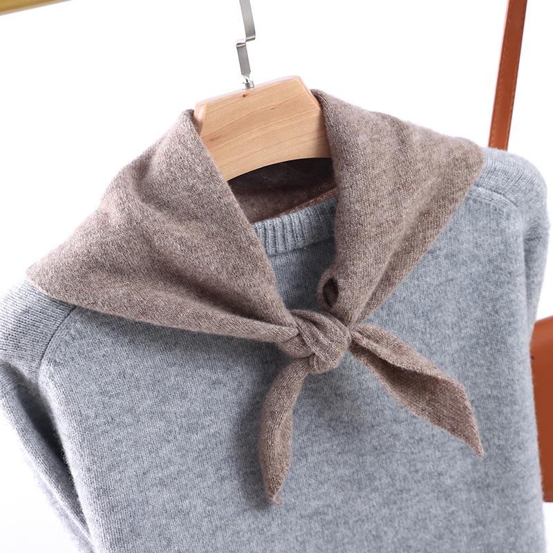 Écharpe Triangle Tricotée 100% Laine Pour Femmes Douce Chaude Cache-cou Croisé Mini Douce Mode Fausse Col Wraps en Laine