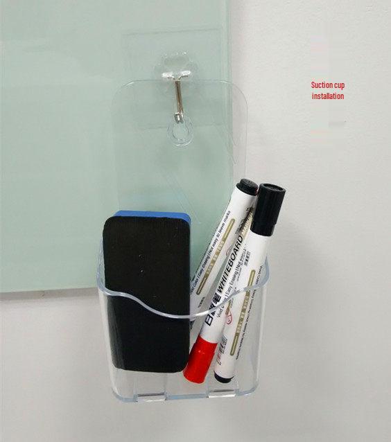 Acrylic Glass Whiteboard Eraser & Pen Holder with Adhesive Hooks