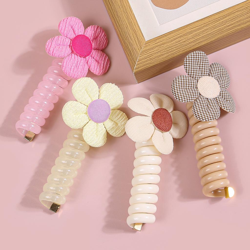 4/8pcs Flower Telephone Wire Line Elasticity Rubber Band Elastic Floral Hair Rope For Kid Scrunchies Headbands Headwear