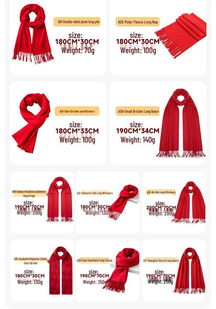 Luxury Red Wool Cashmere Scarf with Custom Embroidery for Corporate Events
