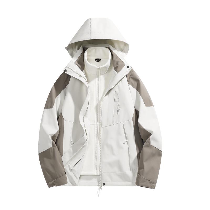 Unisex Cross-Border Three-in-One Fleece Jacket: Waterproof, Windproof, Hooded Outdoor Mountaineering Suit