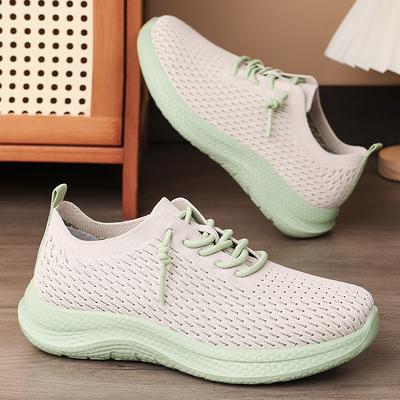 Shoes for Women's Shoes for Summer New Breathable Casual Single Shoes Soft Sole Fly Weaving Couples Lace-up Sneakers