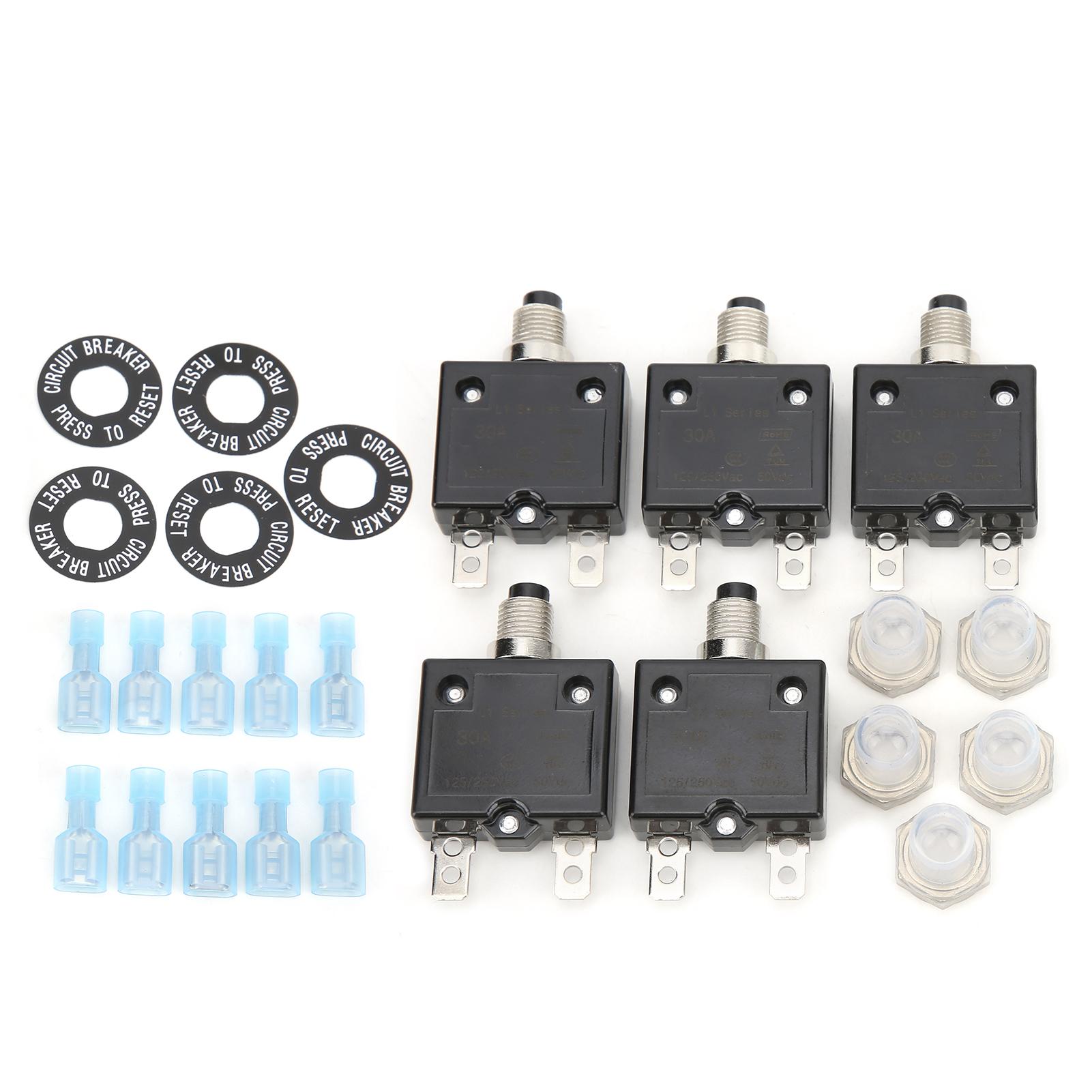 

25PCS 30Amp тепловий вимикач 125250 В змінного струму 50 В постійного струму з клемами швидкого підключення Водонепроникна кнопка