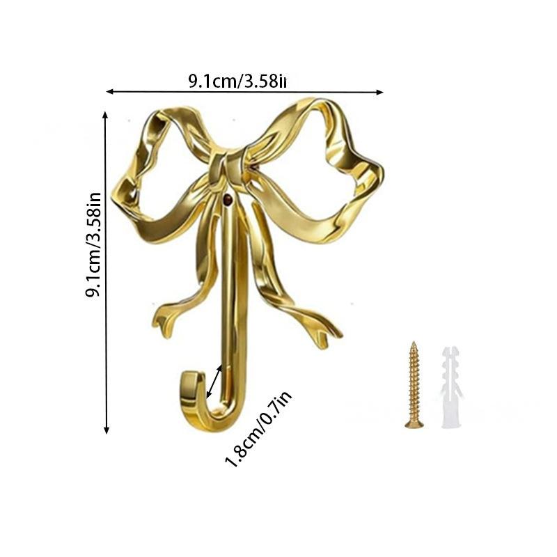 1 Set Solid Towel Holder Luxury Bowknot Wall Hook Rack For Bathroom Bedroom Living Room Kitchen Elegant Home Decor Accessory