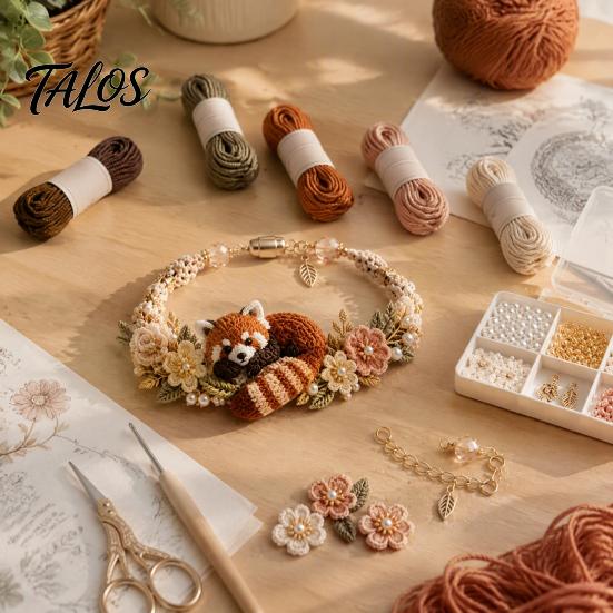 Fournitures pour la fabrication de bracelets Kit Animal Tissé DIY, Kit Fait Main Renard Chat Cerf Oiseau Loisirs Créatifs, Ensemble Crochet Floral pour Débutants Adultes Arts et Artisanat