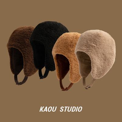 Supck Winter Warm and Fleece Double-sided Can Wear Lamb Fleece Outdoor Cycling Ear Protection Windproof Thickened Hair