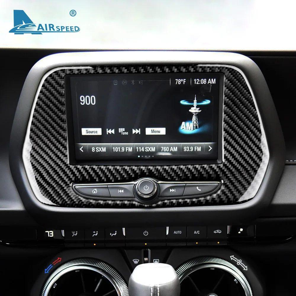 Real Soft Carbon Fiber Sticker For Chevrolet Camaro 2016 2017 2018 2019 2020 2021 2022 2023 Navigation Screen Panel Accessories