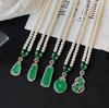 Green Chalcedony Pearl Necklace Pendant Chinese Style Light Luxury Temperament Sweater Chain Holiday Gift All-match Necklace