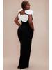 White Floral Black Bodycon Evening Dress with Back Slit – Sleeveless European & American Fashion Slimming Design