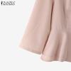 ZANZEA Women Casual Round Neck Summer 3/4 Sleeve Solid Blouse