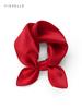 Red 100% Natural Silk Scarf Small Women Neck Scarf Luxury Real Silk 50*50 Square Hijab Scarves Ladies Spring Autumn