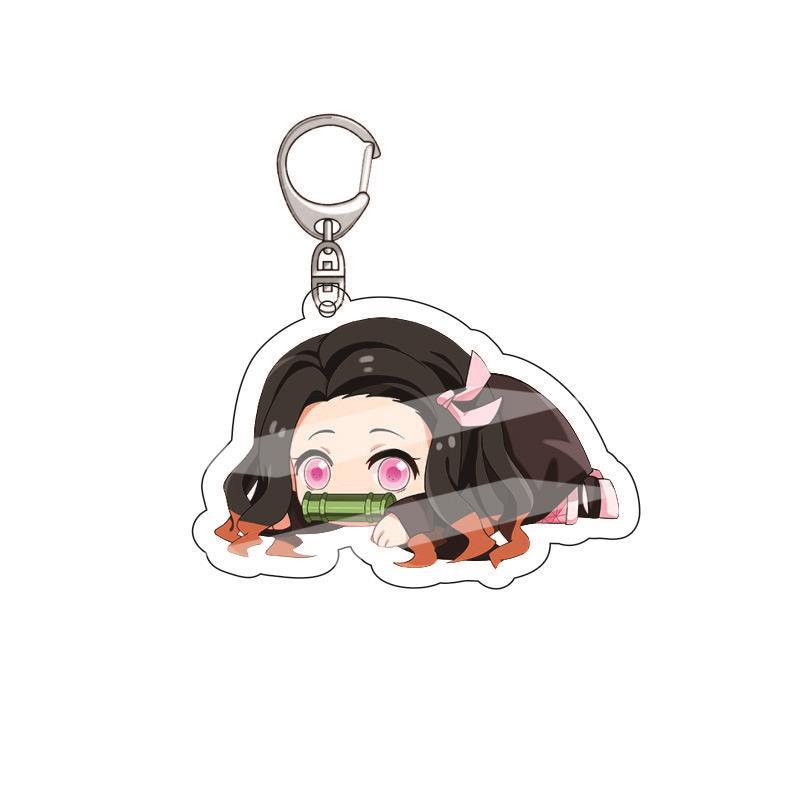 Anime Acrylic Keychain Pendant Demon Slayer Kimetsu No Yaiba Accessories Creative Ornament Hanging Charm Gift For Fans Cosplay Carry Mini Lightweight
