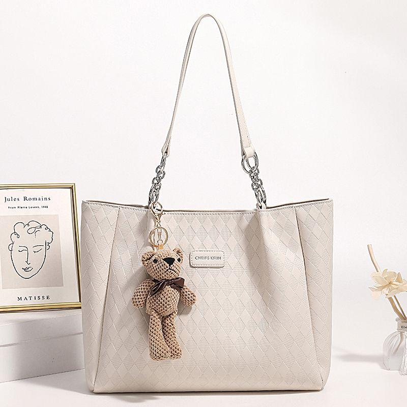 

San Milo Fashion Large Capacity Bag for Women 2025 New Arrival Tide Large Shoulder Bag Fancy Easy Matching Tote Bag Beige White