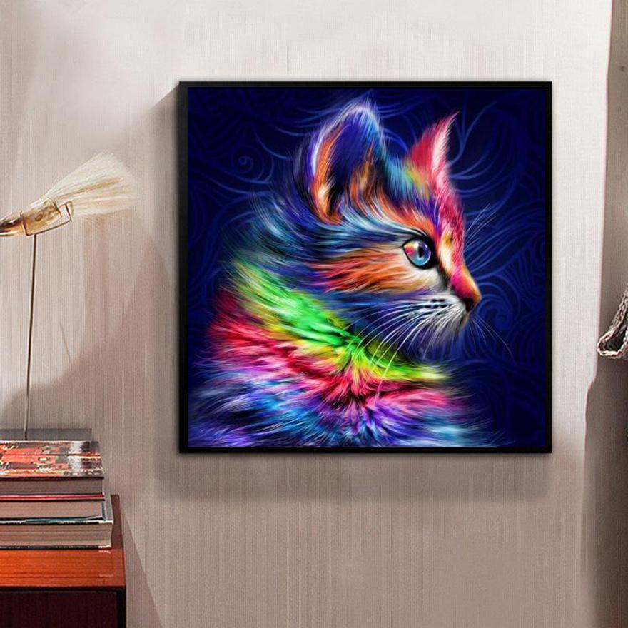 

5D Diy Алмазная картина Черный кот Алмазная вышивка Полный набор аниме Наборы для вышивки крестом Домашний декор Подарок ручной работы Round 30x30cm