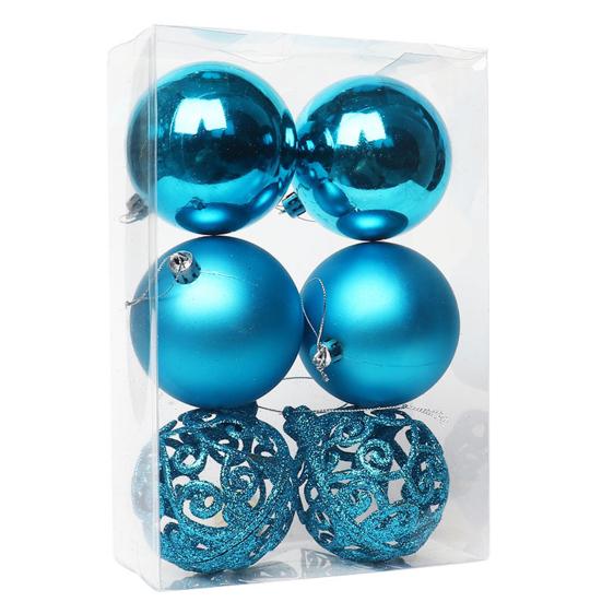 6ks 6cm/8cm lehký vánoční přívěsek dekorativní prémiové ozdobné koule na zavěšení stromu