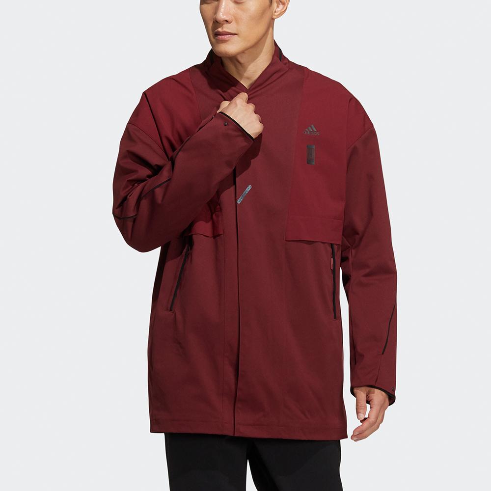 Adidas Xia Long Logo Stand Collar Sports Jacket Men Outerwear Brick-Red HE5122
