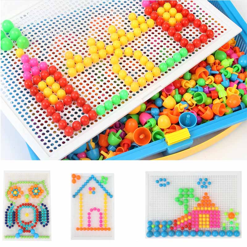 296 Delar/Set Svampnagel Pärlleksaker Barn 3D Kombination Pusselspel Barn DIY Pedagogiska Leksaker Byggklossar