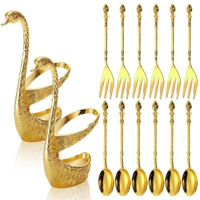 Elegant Swan Tableware Set Nordic Coffee Spoons Dessert Utensils  Dessert Preparation