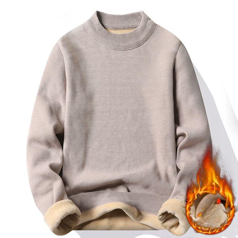 Autumn and Winter Men's Thick Half High Neck Velvet Sweater Solid Color Middle Neck Knitted Sweater Trendy Korean Version Men's Primer