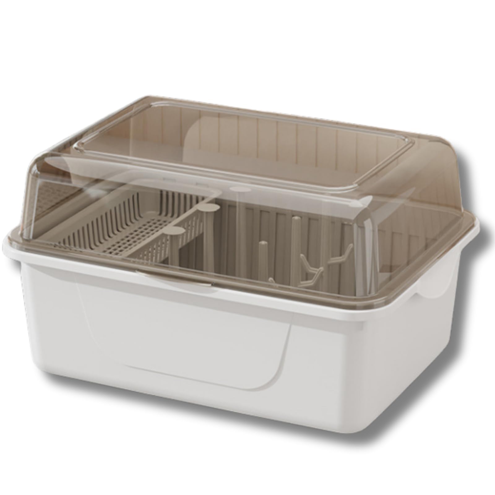 

All Trust Baby Bottle Drying Storage Dustproof Rack, Rack, Drainer, Box, (Brown)