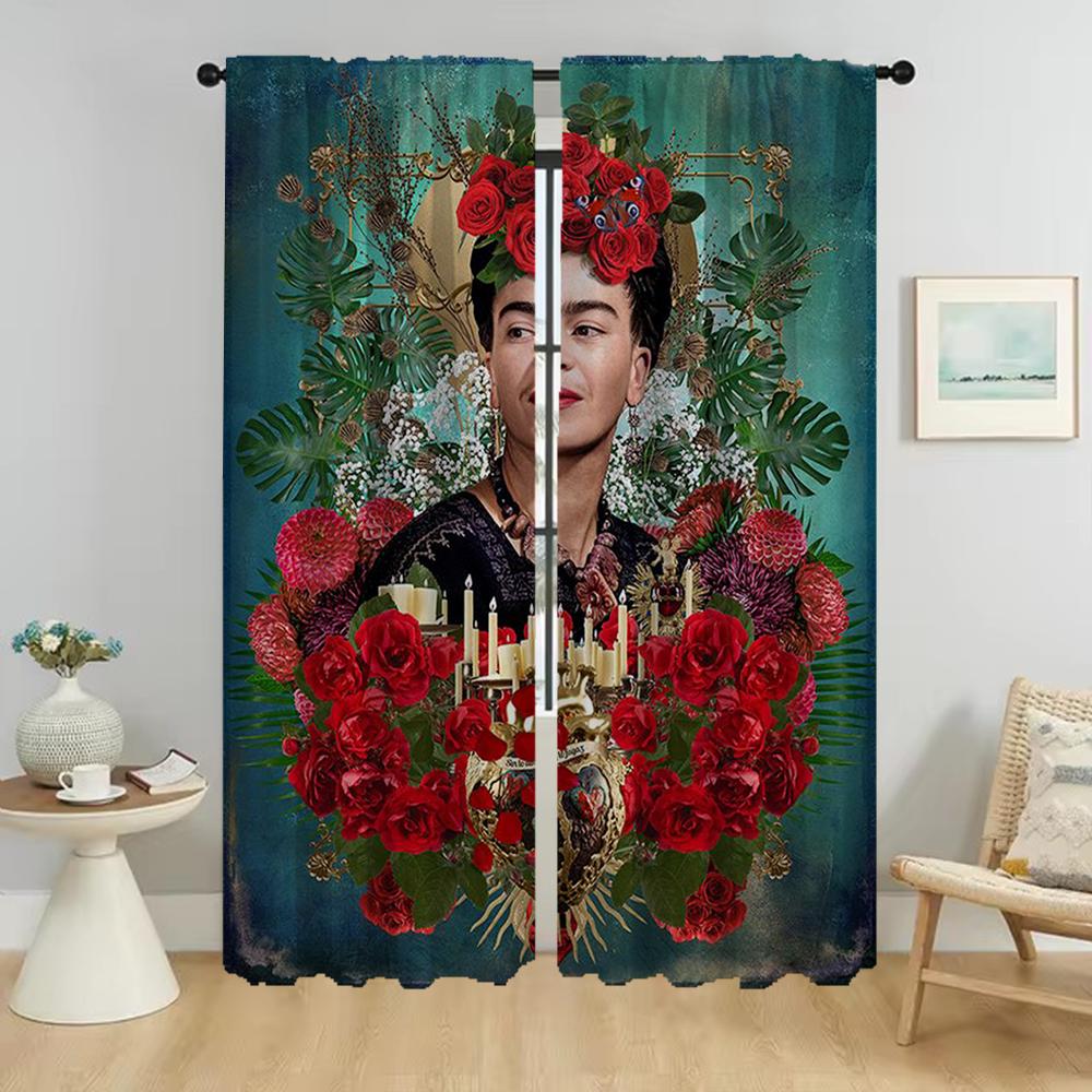 Home Interior Vorhänge 2 Stück Fridas Moderne Wohnzimmer Vorhänge für Kamera Tüll für Schlafzimmer Fenster Vorhang Schatten Partition