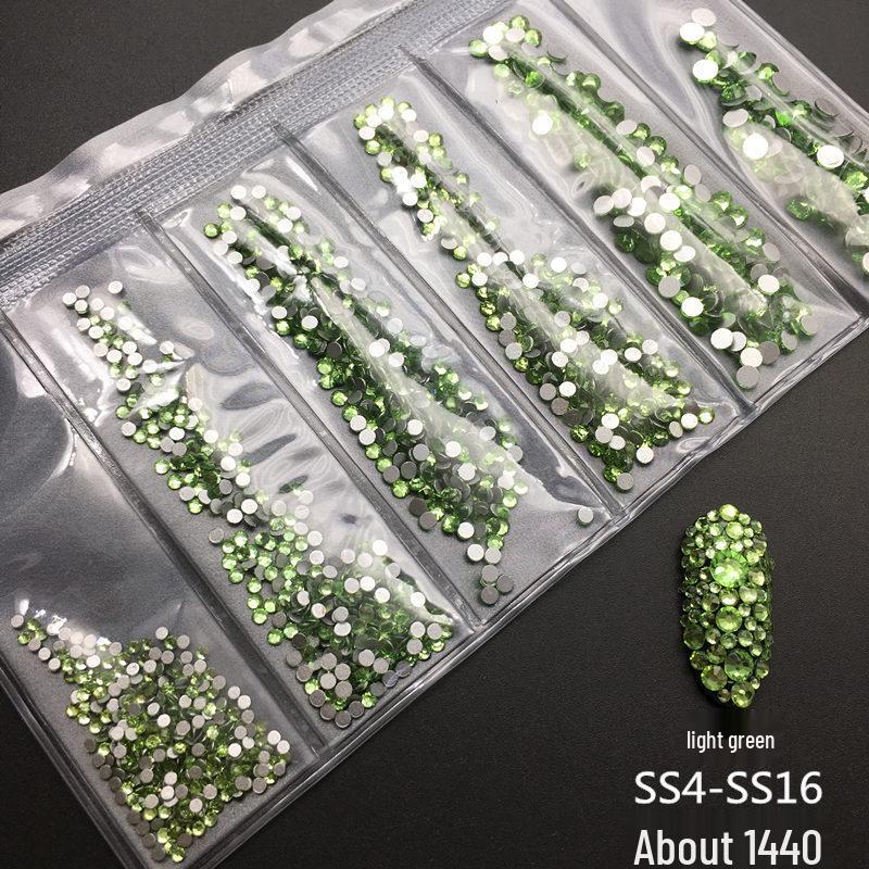 6-Grid Flat-Back Nail Art Rhinestone Set (1440pcs) - Mixed AB & Clear Glass Rhinestones Nail Decorations