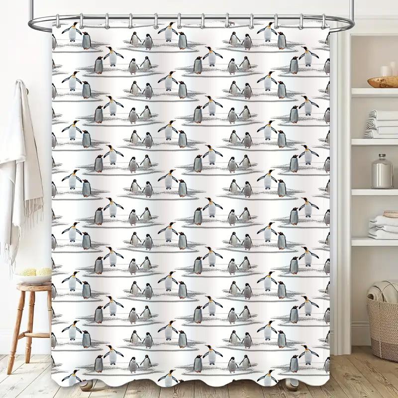 Black Cat Print Shower Curtain Waterproof Fabric for Bathroom Decorations with Hook Rings Set